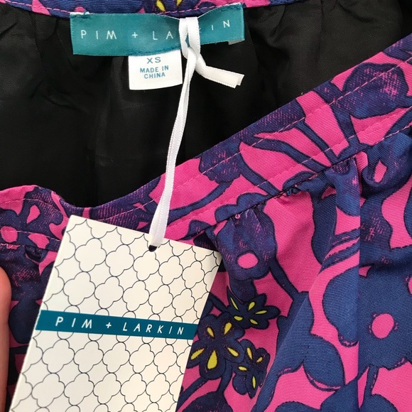 Pim + Larkin Mini Skirt Womens Size XS Floral Print Purple and Blue NWT - Picture 4 of 7